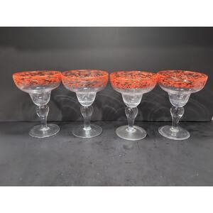 Artland Confetti‎ Bubble Glass Margarita Mexican Glasses, Set of 4, Orange & Red